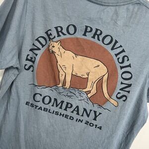 Sendero Provision Co T Shirt Mens S Graphic Cowboy Western Mountains SS Blue EUC